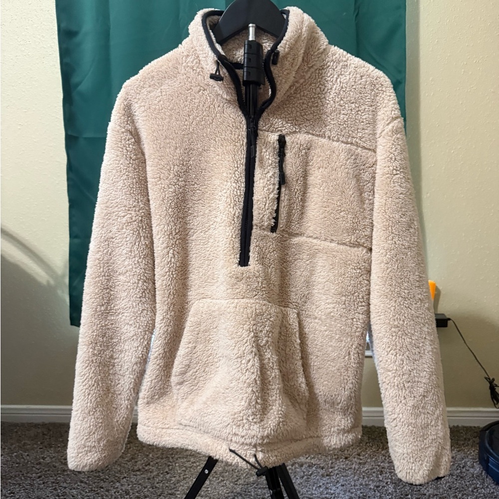 Cozy Tan Sherpa Pullover VS PINK